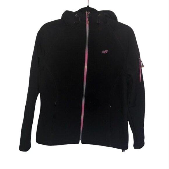 NEW BALANCE Fleece Jacket Women's Size Small Black Pink Ombre Soft Shell  Hood - Picture 15 of 15